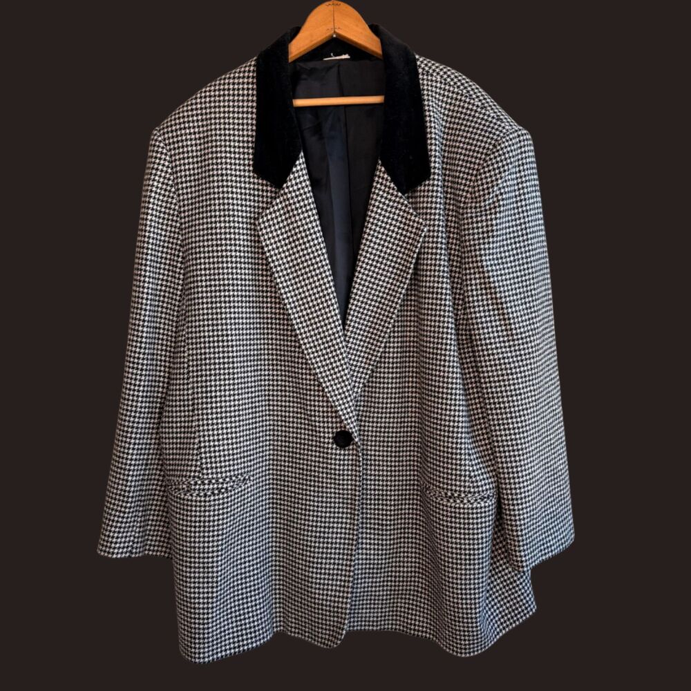 Vintage 90’s Oversized Houndstooth Wool Blazer